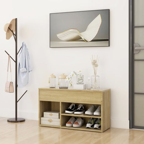 Canapé de chaussure vidaxl 80x30x45 cm en bois de bois de bois de chêne sonoma coloré