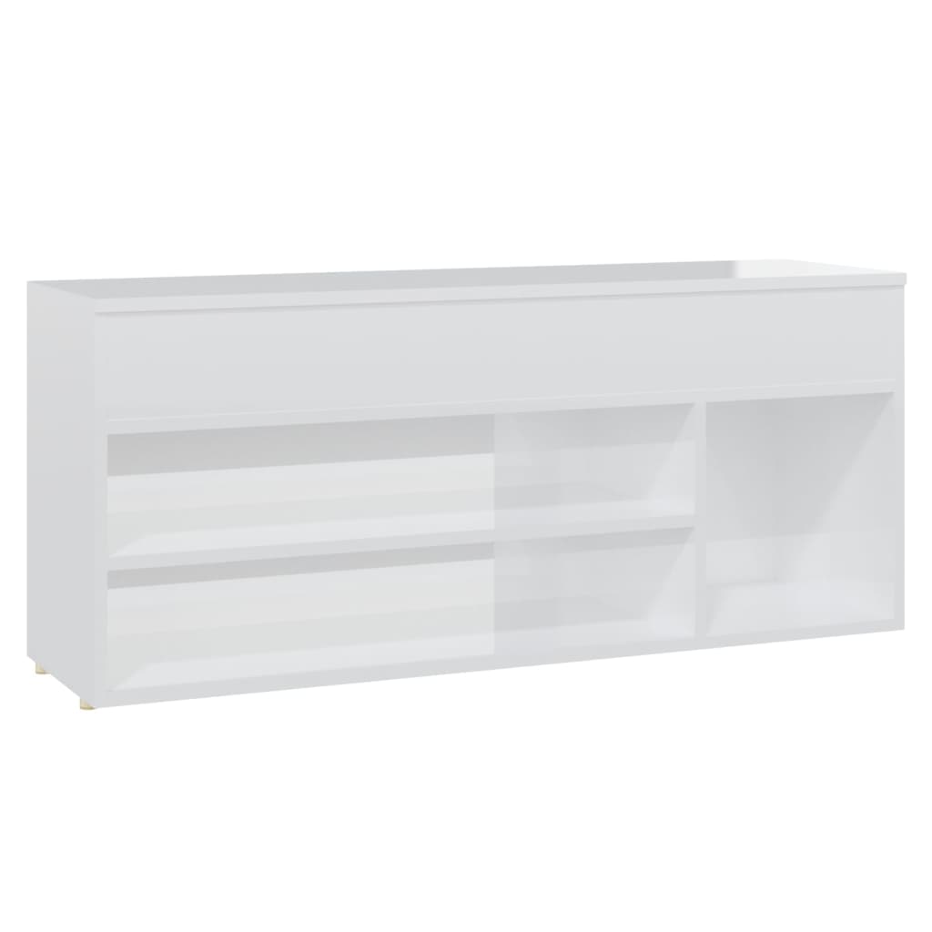 Vidaxl Shoes Bank 105x30x45 cm de madera procesada de alto brillo blanco