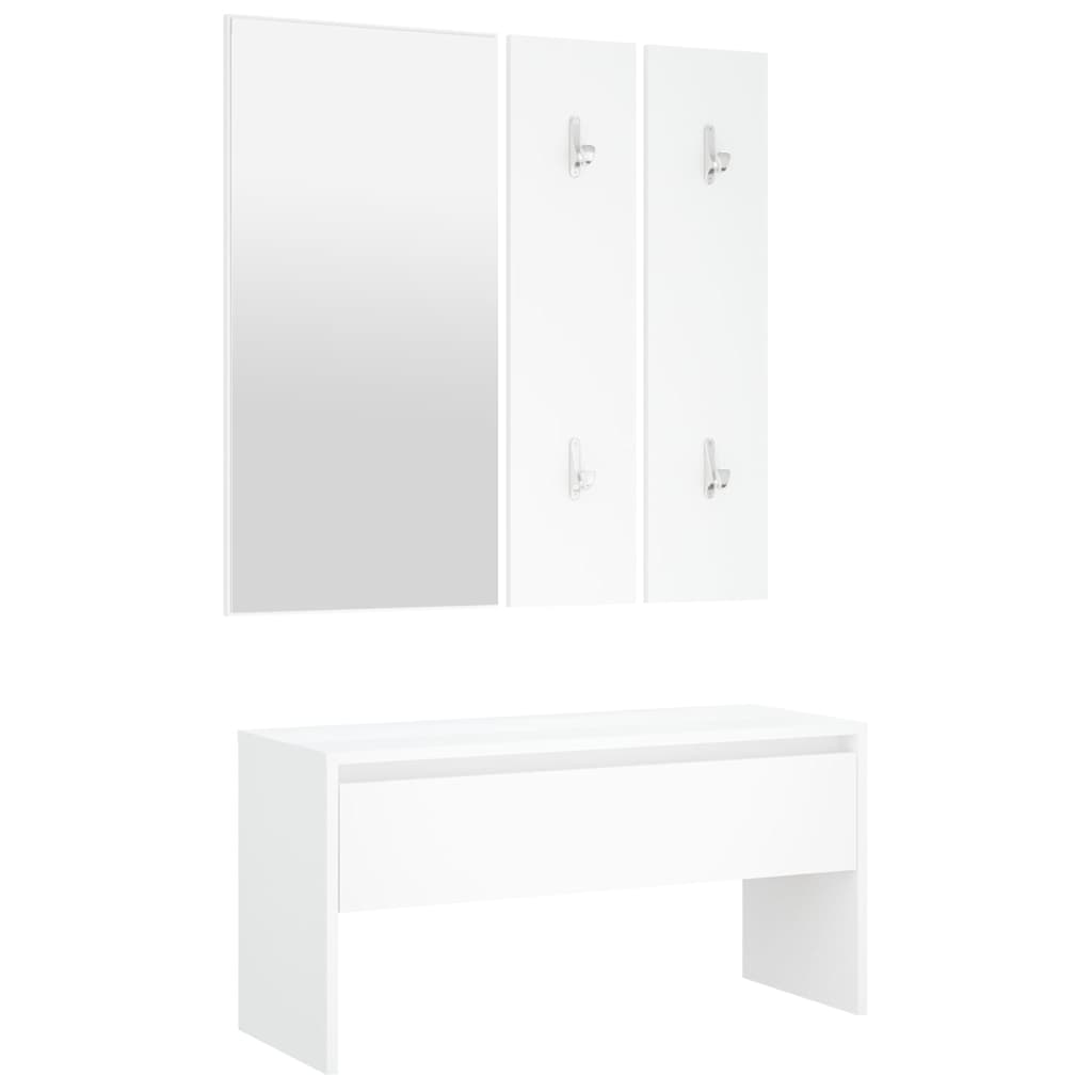 Vidaxl garderobe set bewerkt hout wit