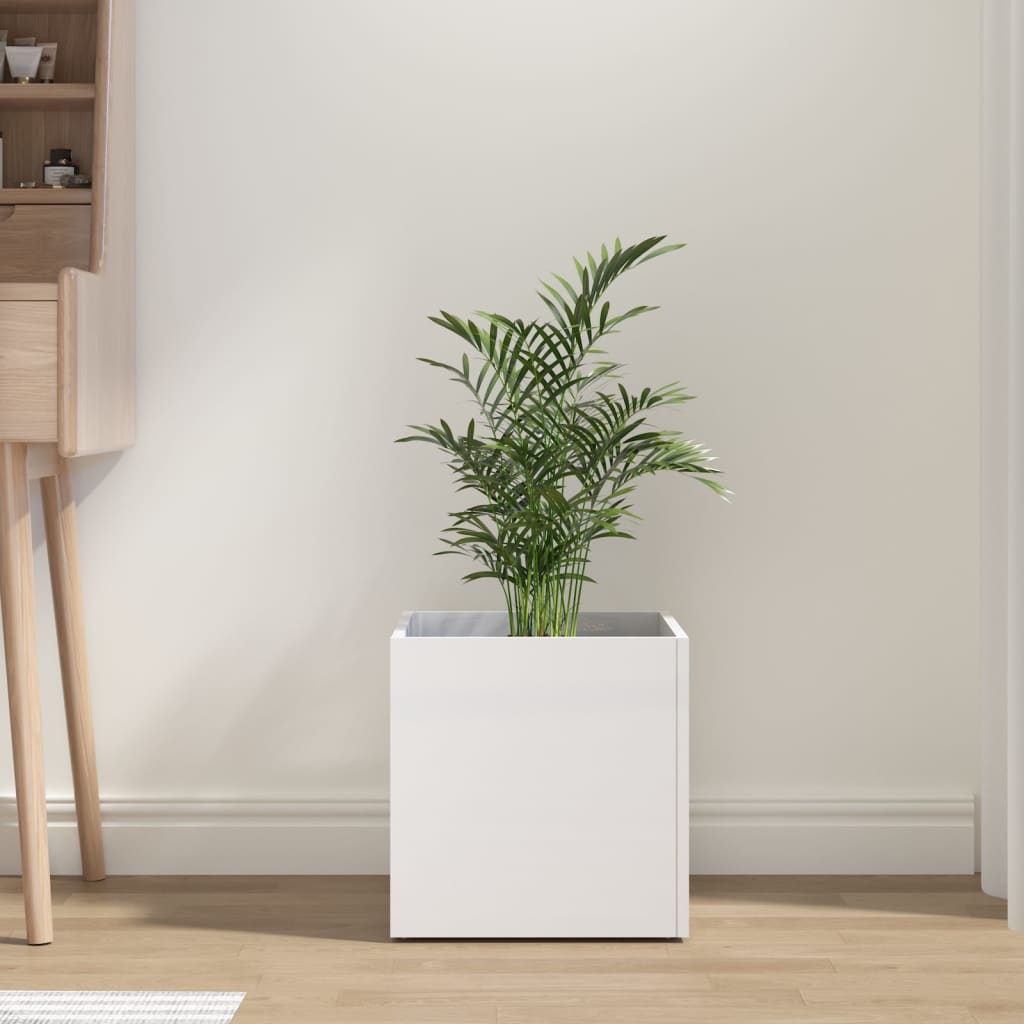 Vidaxl jardinière Big 40x40x40 cm Bois de bois à haut brillant blanc
