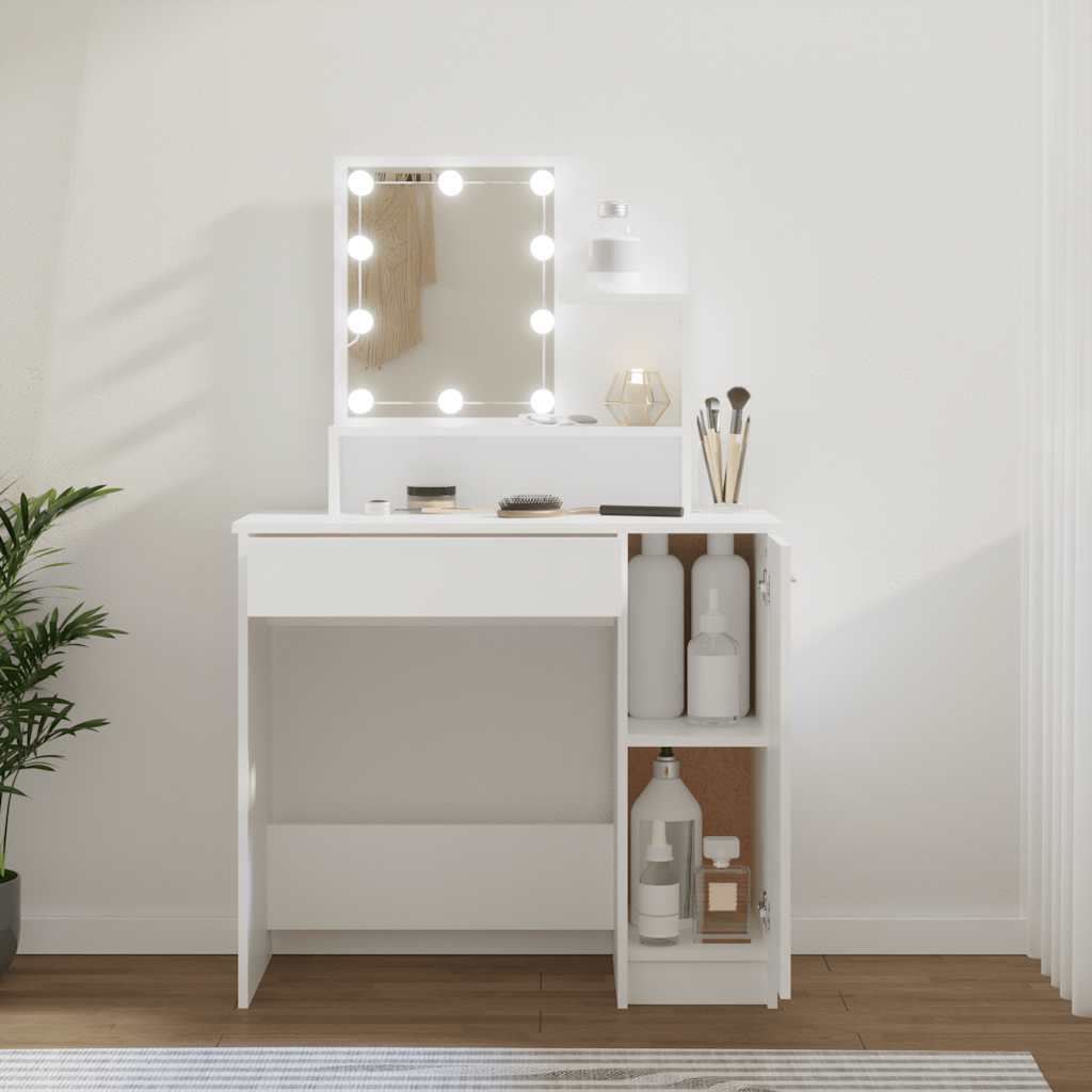 Vidaxl kaptafel met led-verlichting 86,5x35x136 cm wit