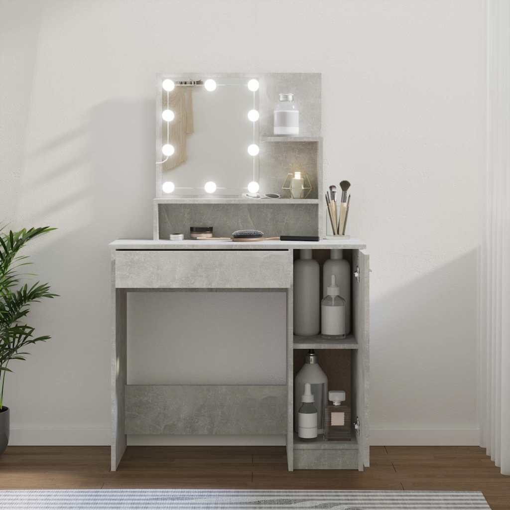 Vidaxl kaptafel met led-verlichting 86,5x35x136 cm betongrijs