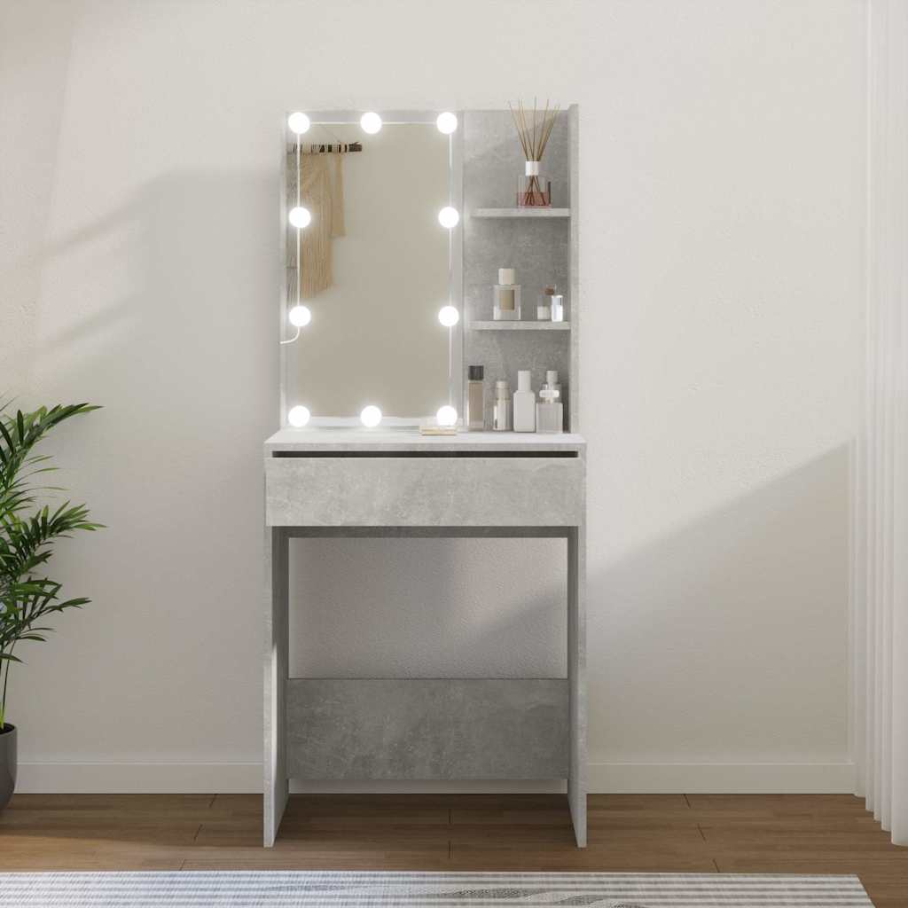 Vidaxl kaptafel met led-verlichting 60x40x140 cm betongrijs
