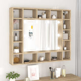 Vidaxl spiegelkast met led-verlichting 91x15x76,5 cm sonoma eikenkleur