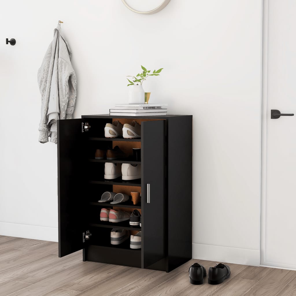 Gabinete de zapatos Vidaxl 60x35x92 cm de madera propiedad de negro