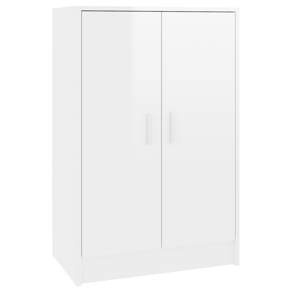 Vidaxl skoskap 60x35x92 cm sponplate høyt -gloss hvit