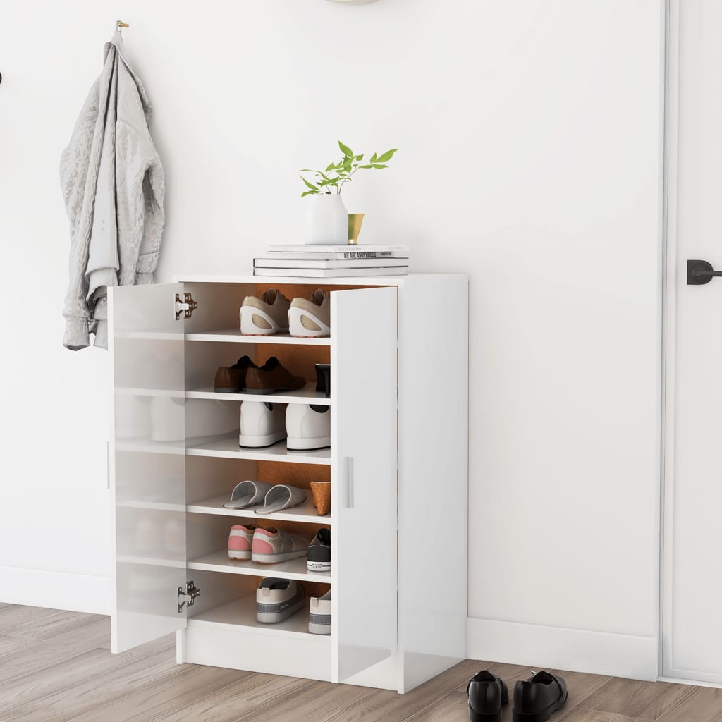 Vidaxl Shoe Cabinet 60x35x92 cm spånplade High -Gloss White