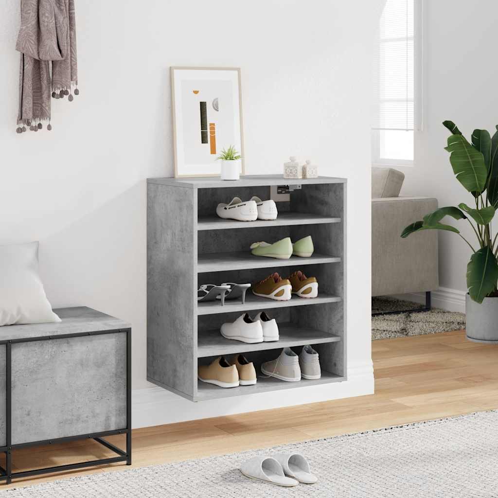 Armoire à chaussures Vidaxl 60x35x70 cm Betongrijs en bois transformé