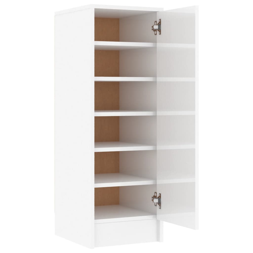Armoire à chaussures Vidaxl 32 x 35 x 92 cm en bois de bois de bois haute brillant blanc
