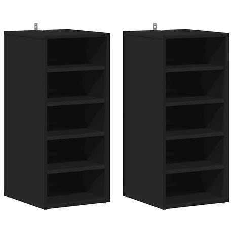 Armoires à chaussures vidaxl 2 pcs 31,5x35x70 cm en bois transformé noir