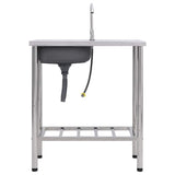 Bol simple de gouttière de camping vidaxl avec robinet en acier inoxydable
