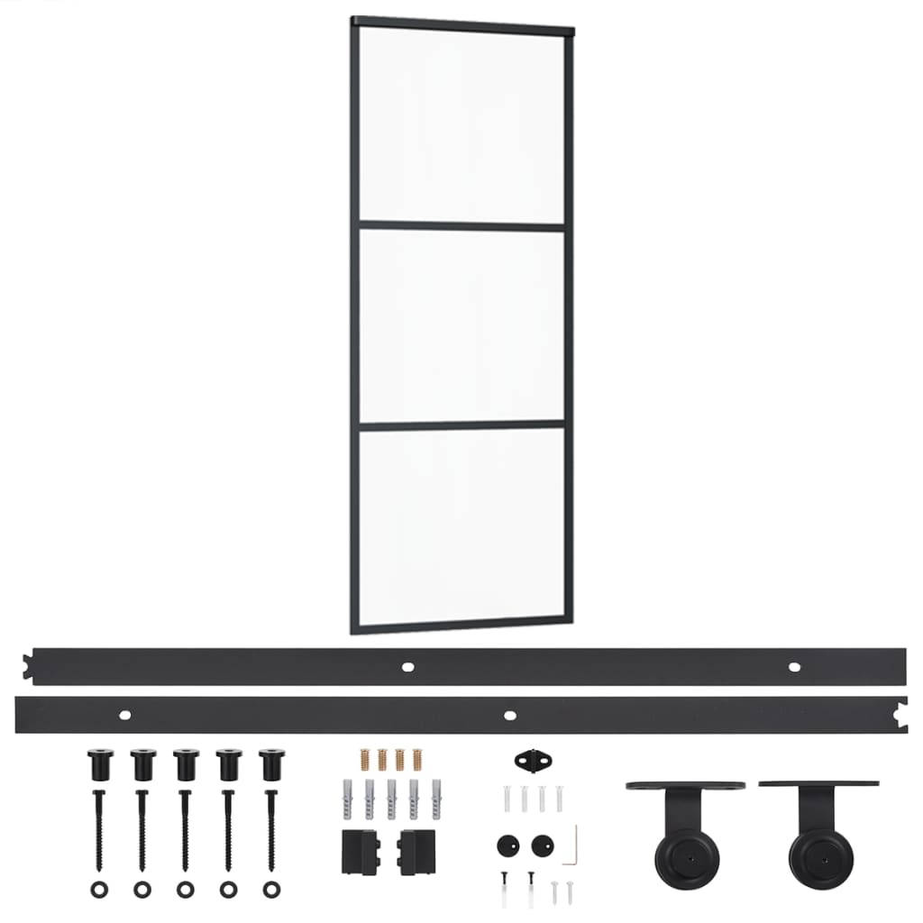 Vidaxl sliding door with batter 76x205 cm aluminum and ESG glass