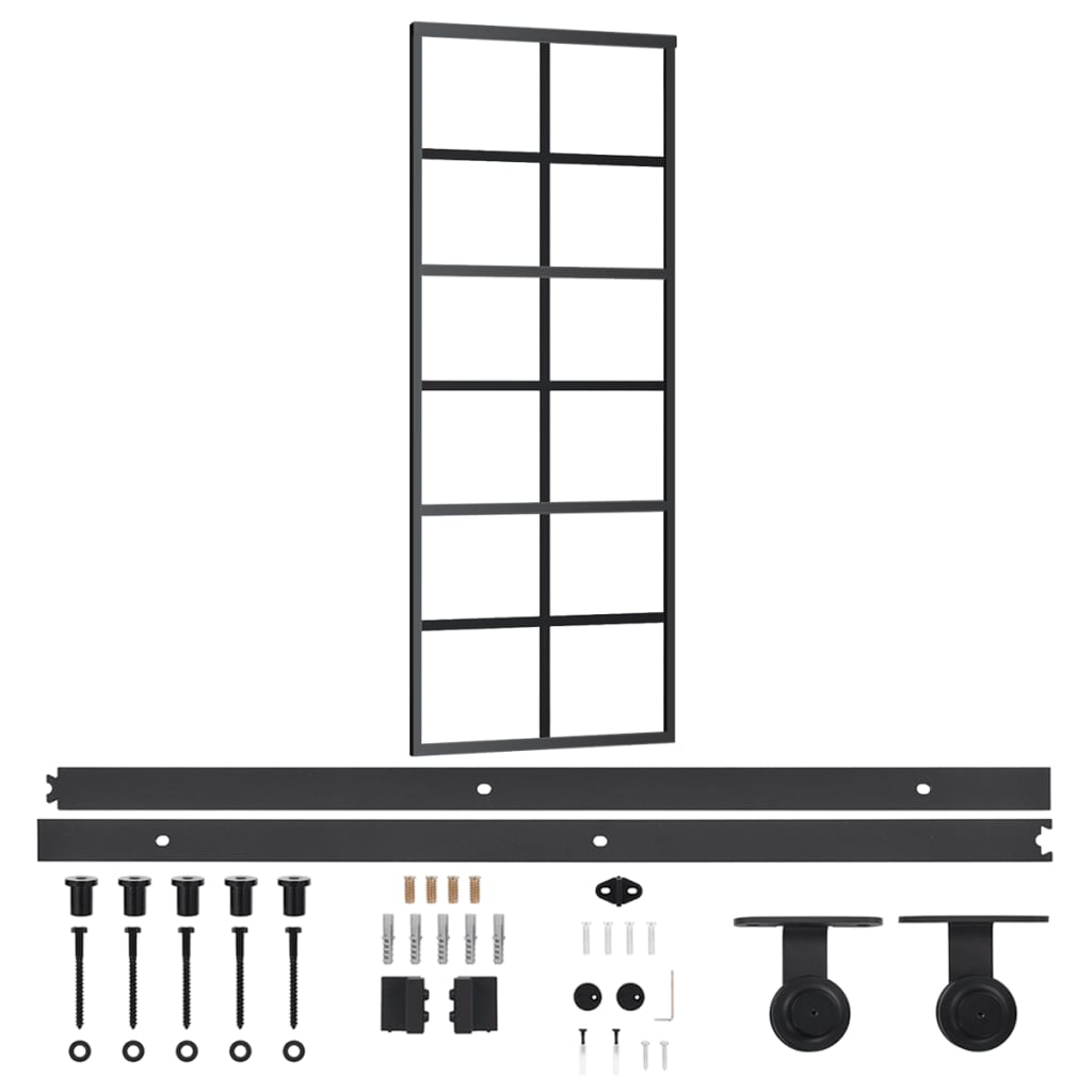 Drsna vrata Vidaxl s testo 76x205 cm aluminij in ESG steklo