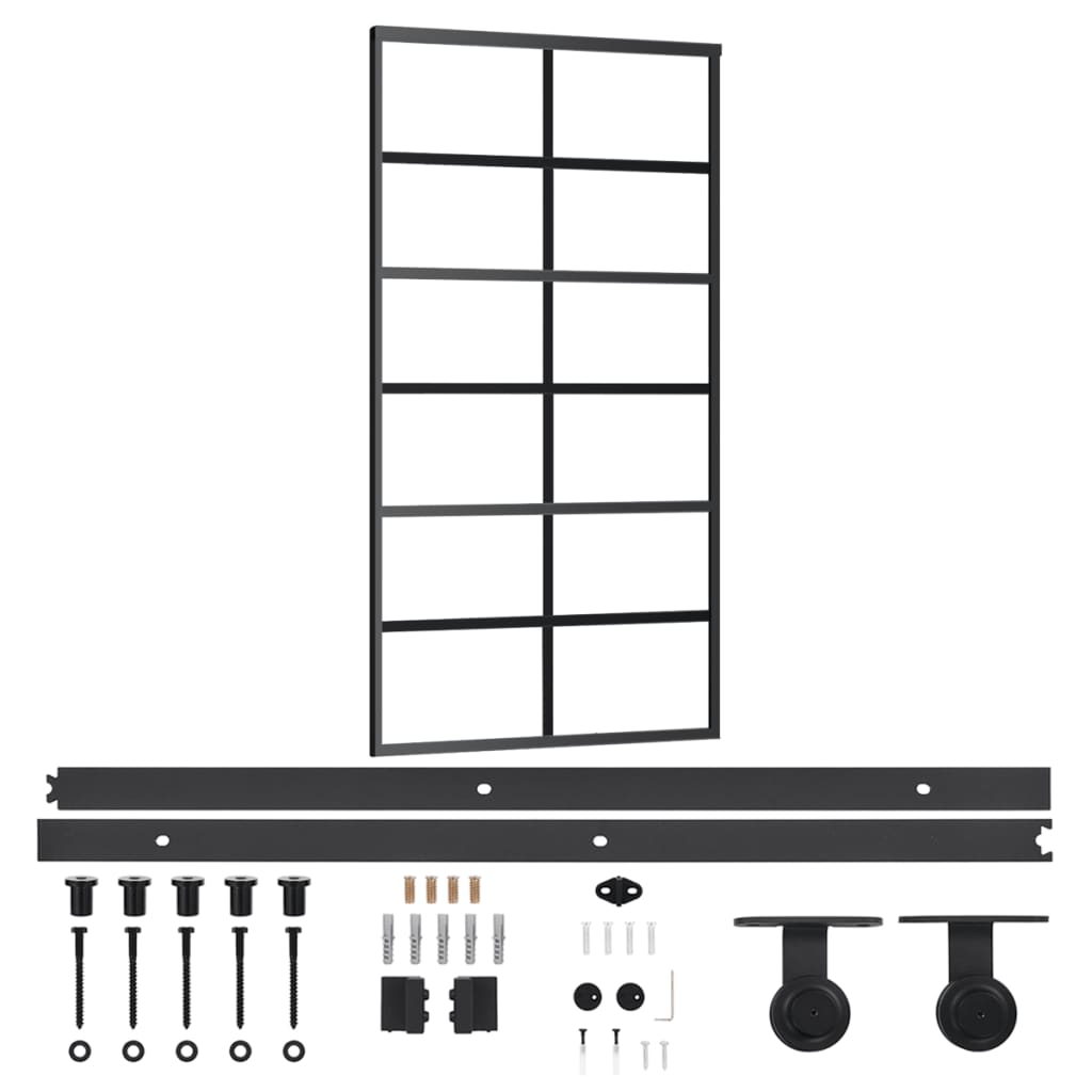 Vidaxl skjutdörr med smeten 102x205 cm aluminium och ESG -glas