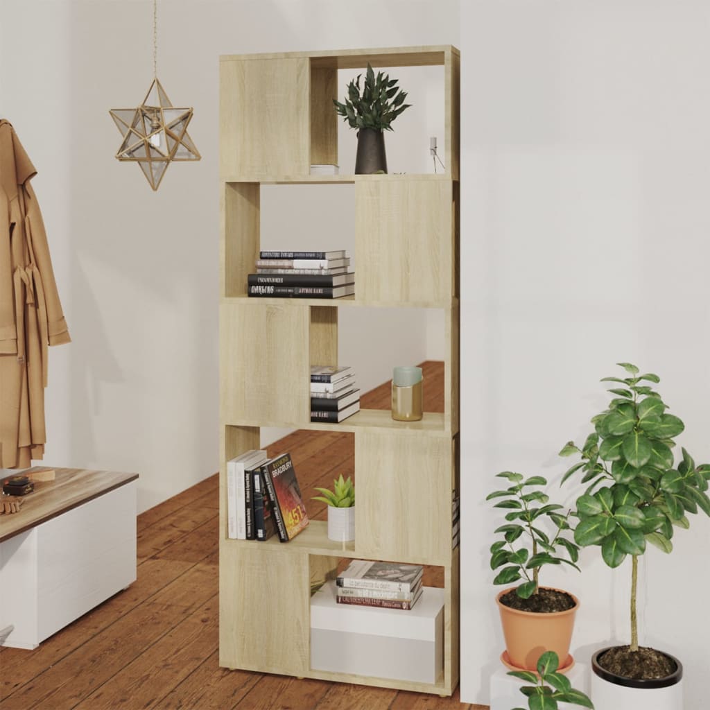 Vidaxl boekenkast kamerscherm 60x24x155 cm sonoma eikenkleurig