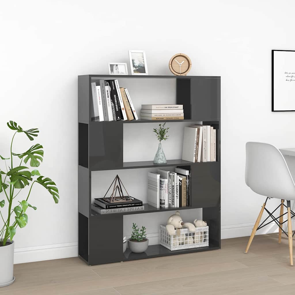 Vidaxl boekenkast kamerscherm 100x24x124 cm hoogglans grijs
