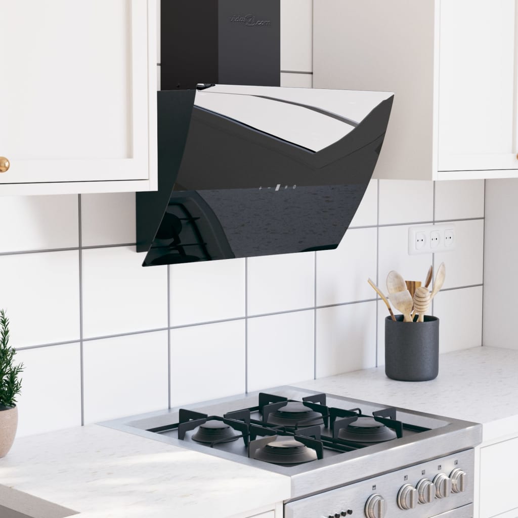 Capeur d'extracteur de paroi Vidaxl 60 cm en acier et verre trempé noir