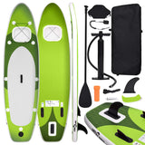 Vidaxl Stand Up Paddleboard Juego inflable 300x76x10 cm verde