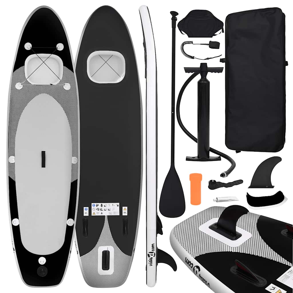 Vidaxl stand up paddleboard Set gonflable 360x81x10 cm noir