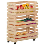 Vidaxl groentetrolley 57x30x80 cm massief grenenhout