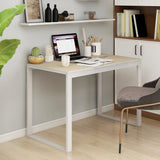 Vidaxl computerbureau 110x60x73 cm spaanplaat wit en eikenkleurig