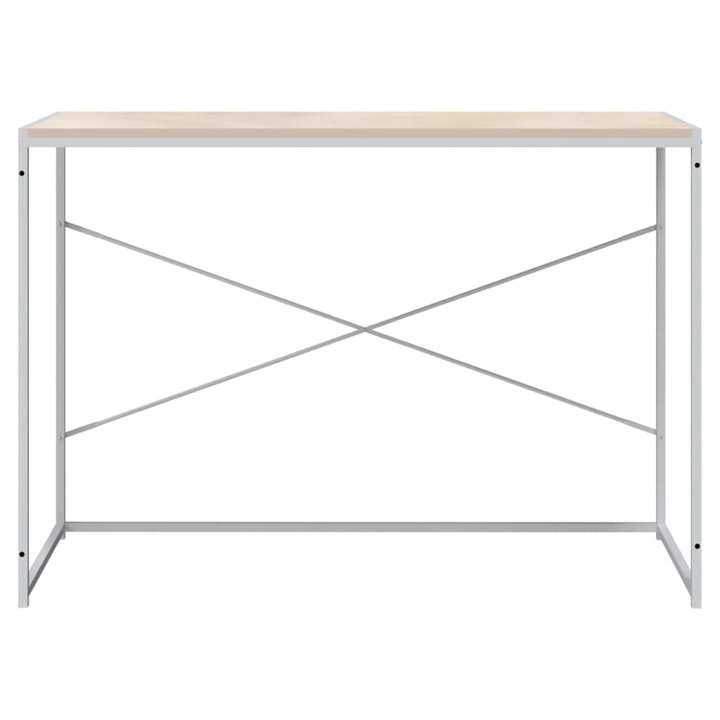 Vidaxl computerbureau 110x60x70 cm bewerkt hout wit en eikenkleurig