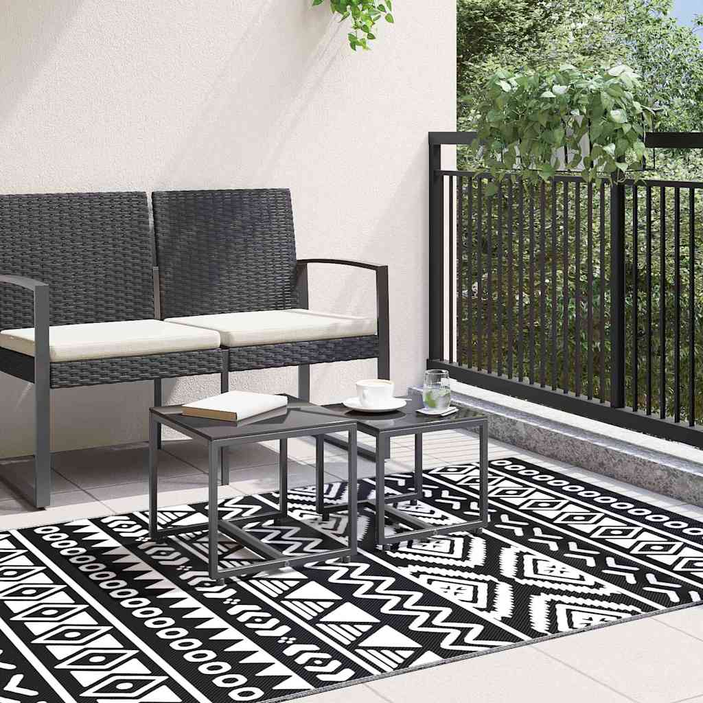 Vidaxl à l'extérieur du tapis Arakil 120x180 cm Black en polypropène