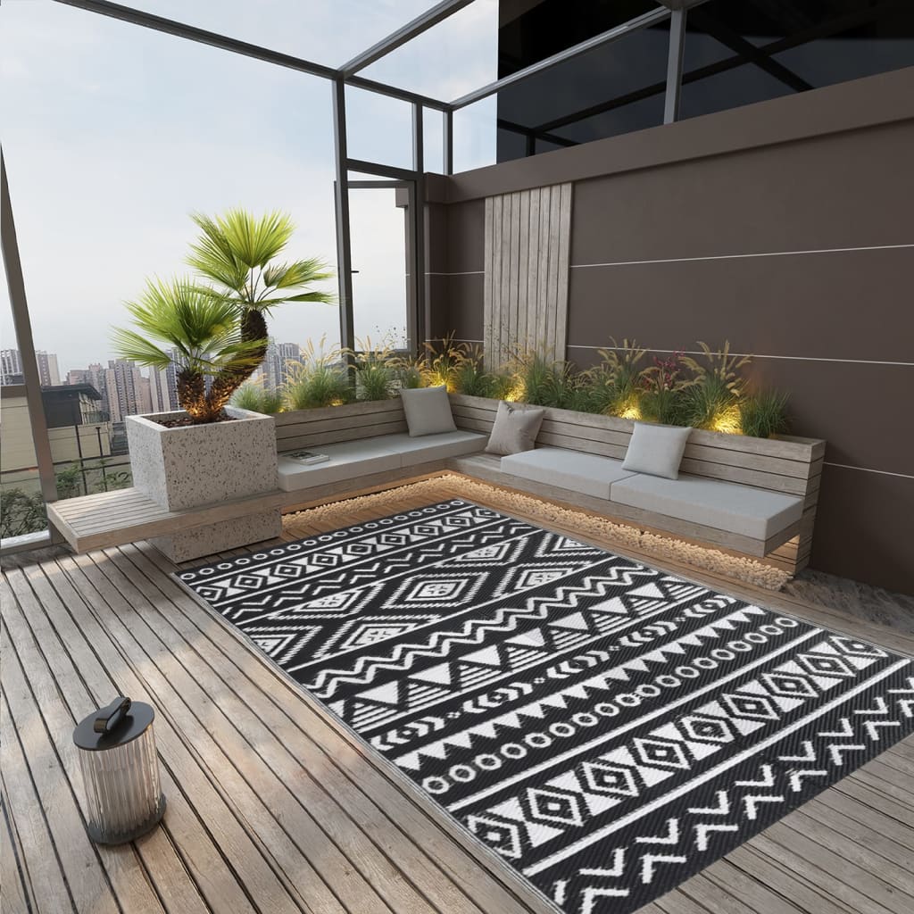 Vidaxl extérieur tapis arakil 140x200 cm en polypropène noir