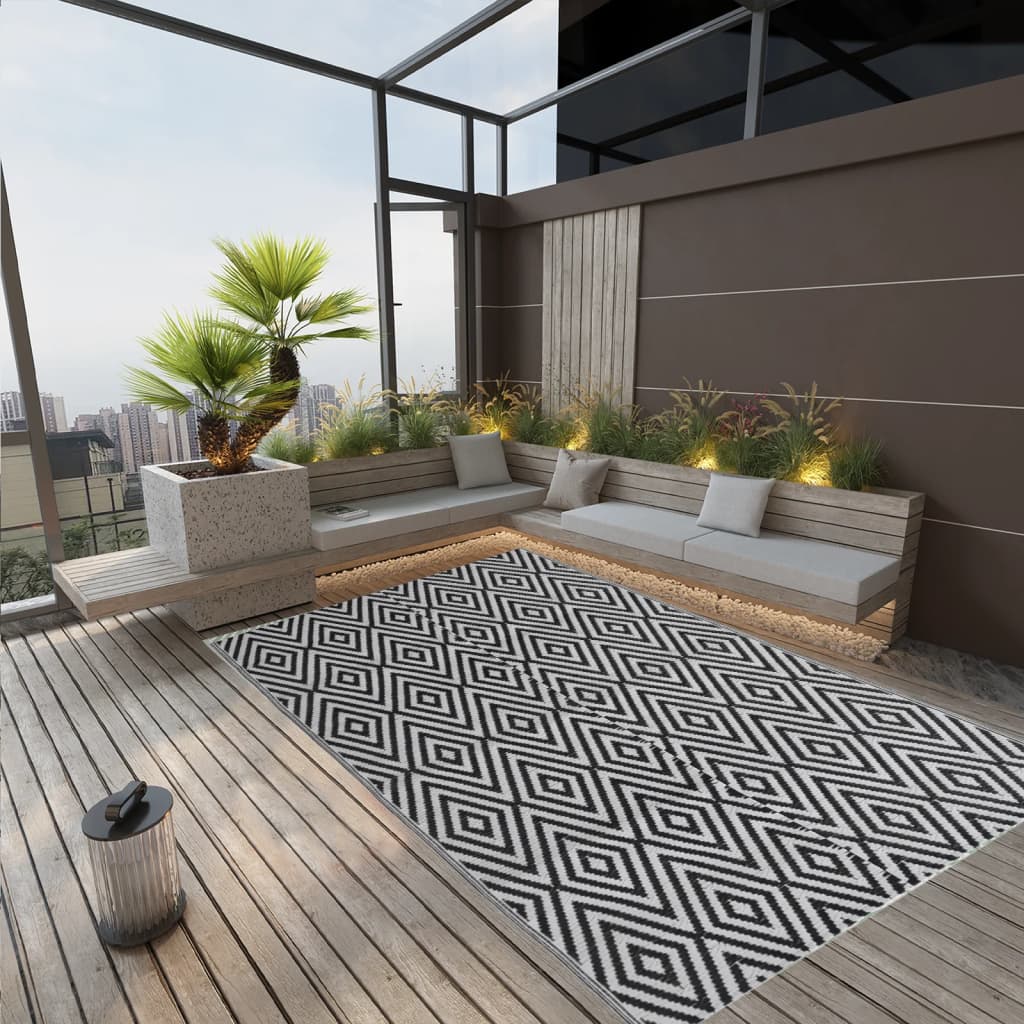 Vidaxl extérieur tapis arakil 140x200 cm en polypropène noir