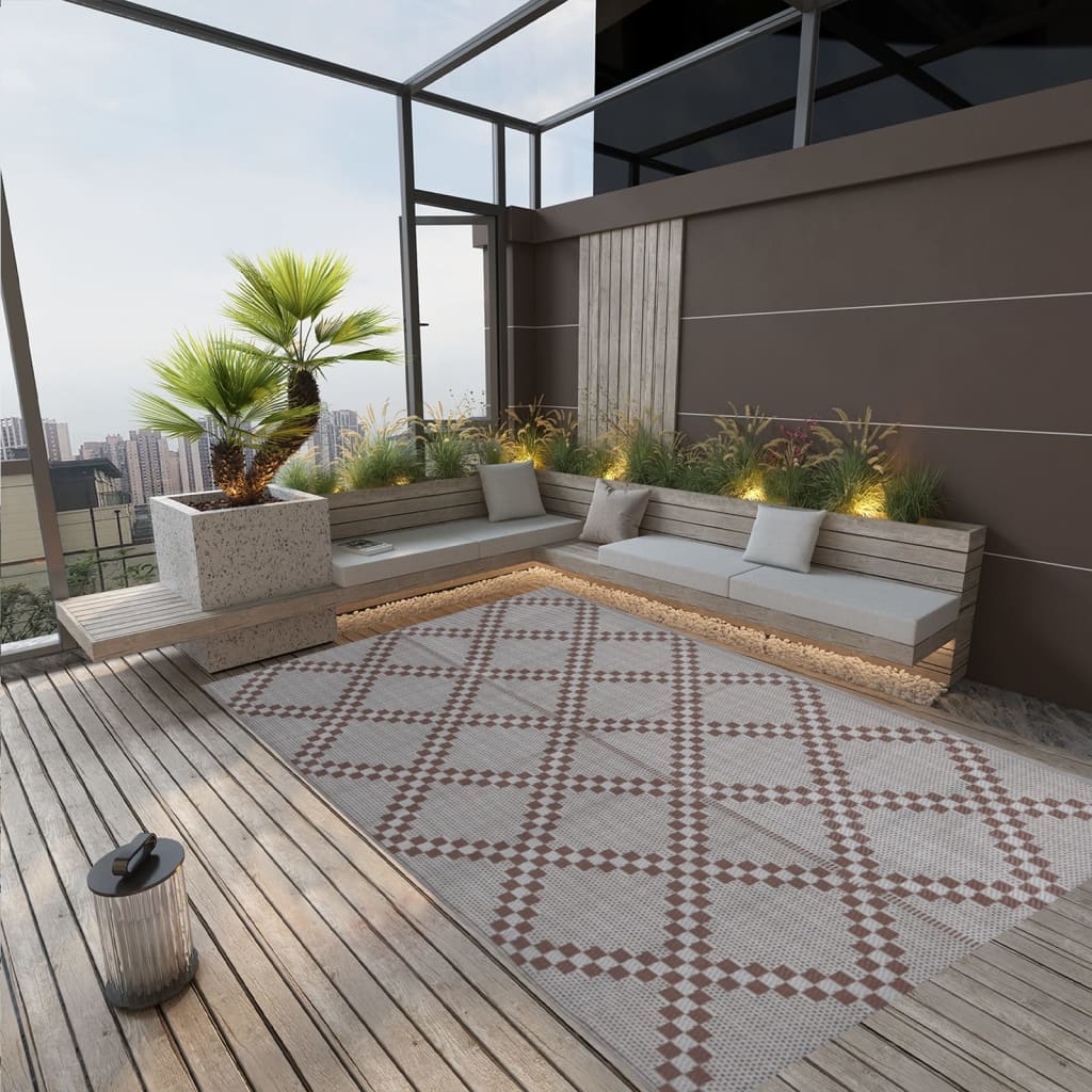 Vidaxl à l'extérieur du tapis Arakil 140x200 cm en polypropène brun
