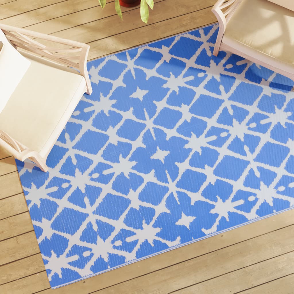 VidaXL outside rug arakil 140x200 cm polypropene blue and white