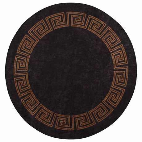 Tapis vidaxl Anti-slip lavable Ø120 cm noir et or de couleur