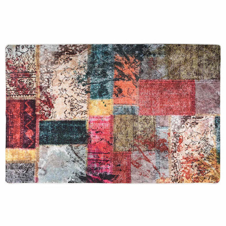 Vidaxl tapis lavable Anti-slip patchwork 80x150 cm multicolore