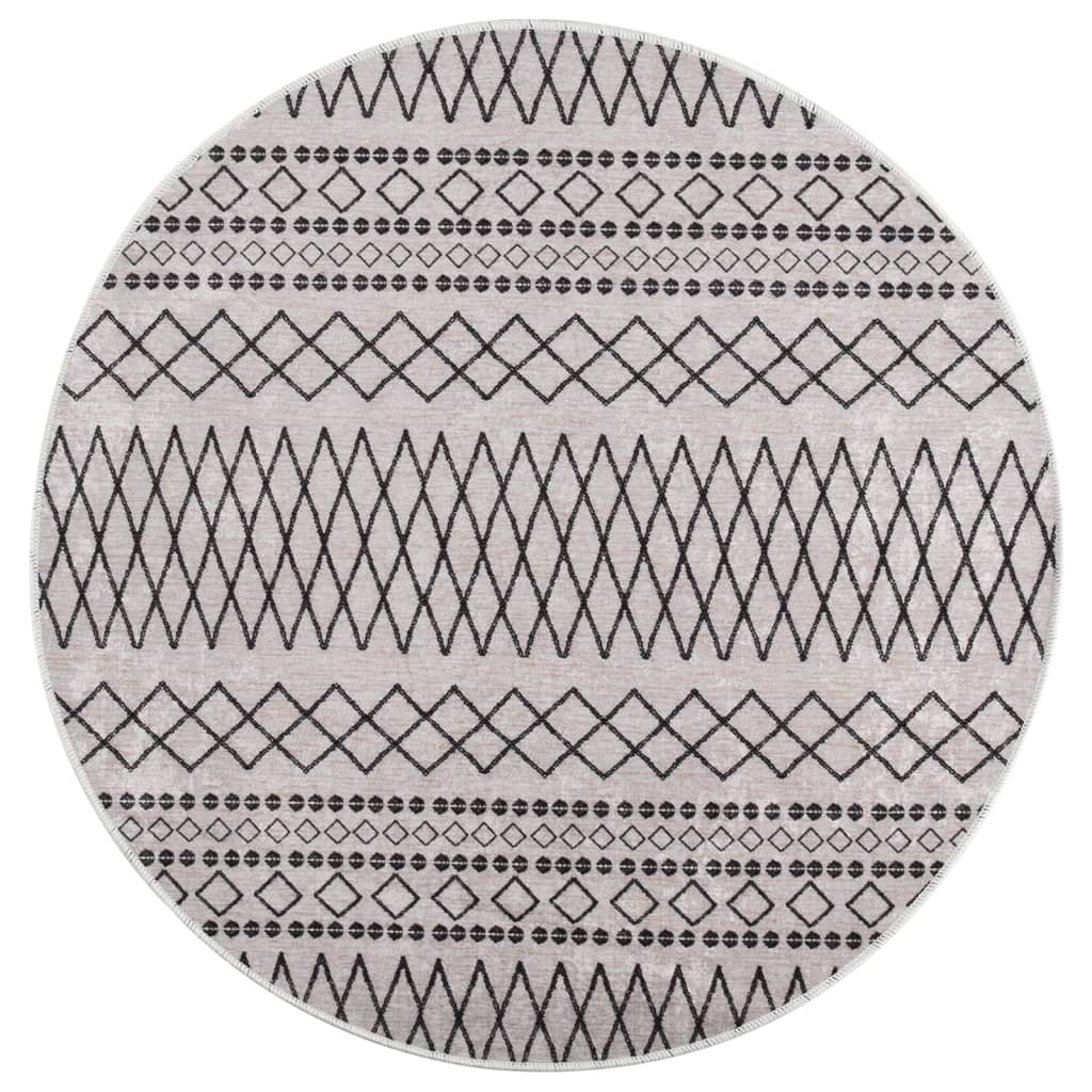 Vidaxl rug washable anti-slip Ø120 cm black and white