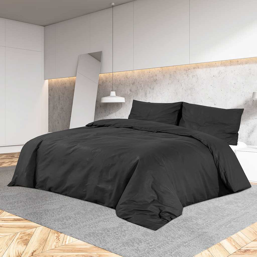 Vidaxl Duvet Racelay Set Lightweight 200x220 cm Microfiber Black