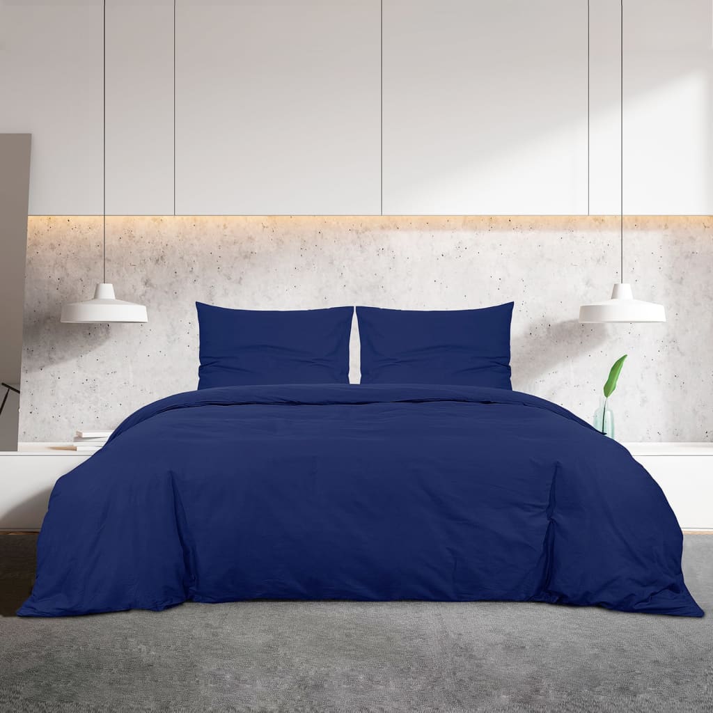Ensemble de traverse de couette Vidaxl 240x220 cm bleu marine microfibre