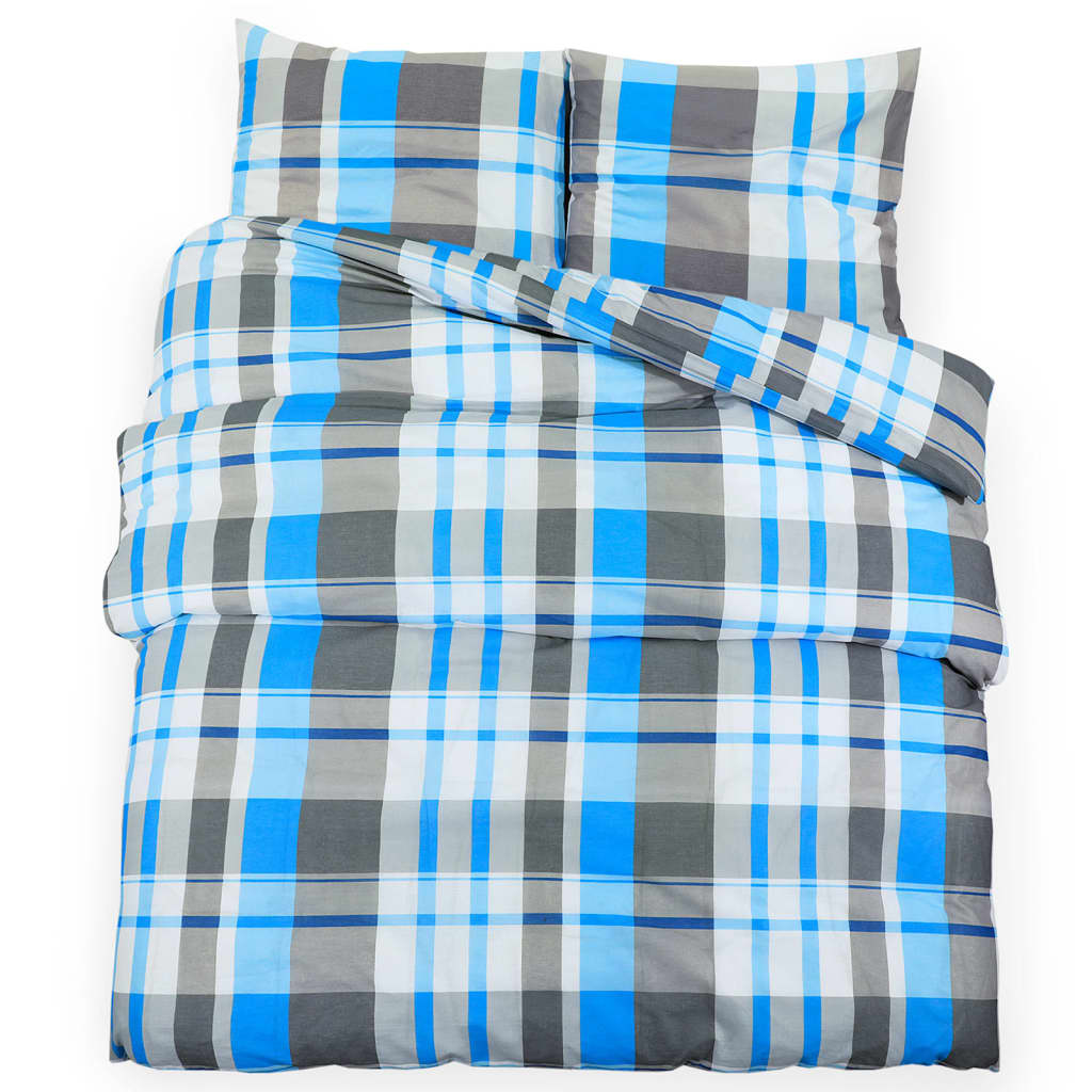 Vidaxx parure housse de couette 220x240 cm coton bleu et gris