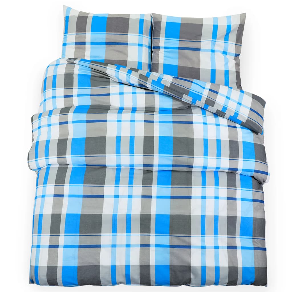 Vidaxx parure housse de couette 140x200 cm coton bleu et gris