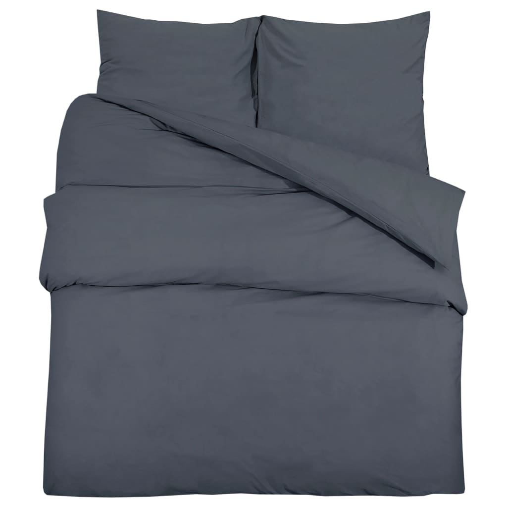 VIDAXL -Duvet -Over -Sterle -Set 140x200 cm Baumwoll -Anthrazit -gelöscht