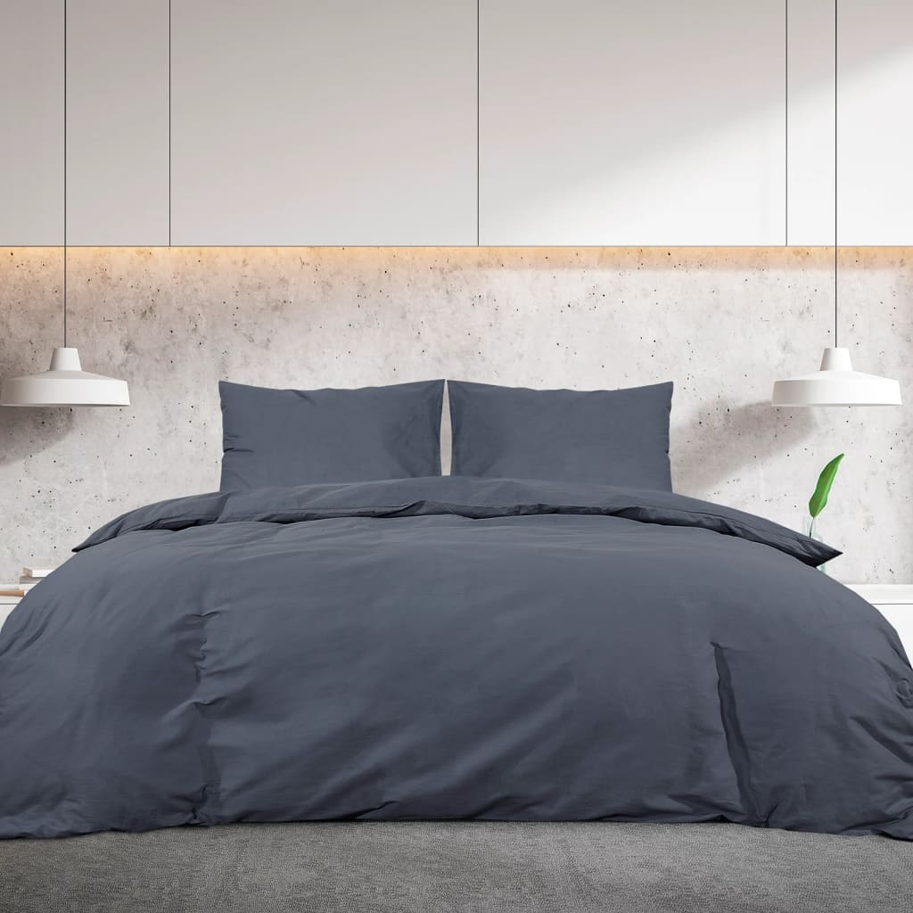Ensemble de découverte de couette Vidaxl 260x240 cm anthracite de coton -colore