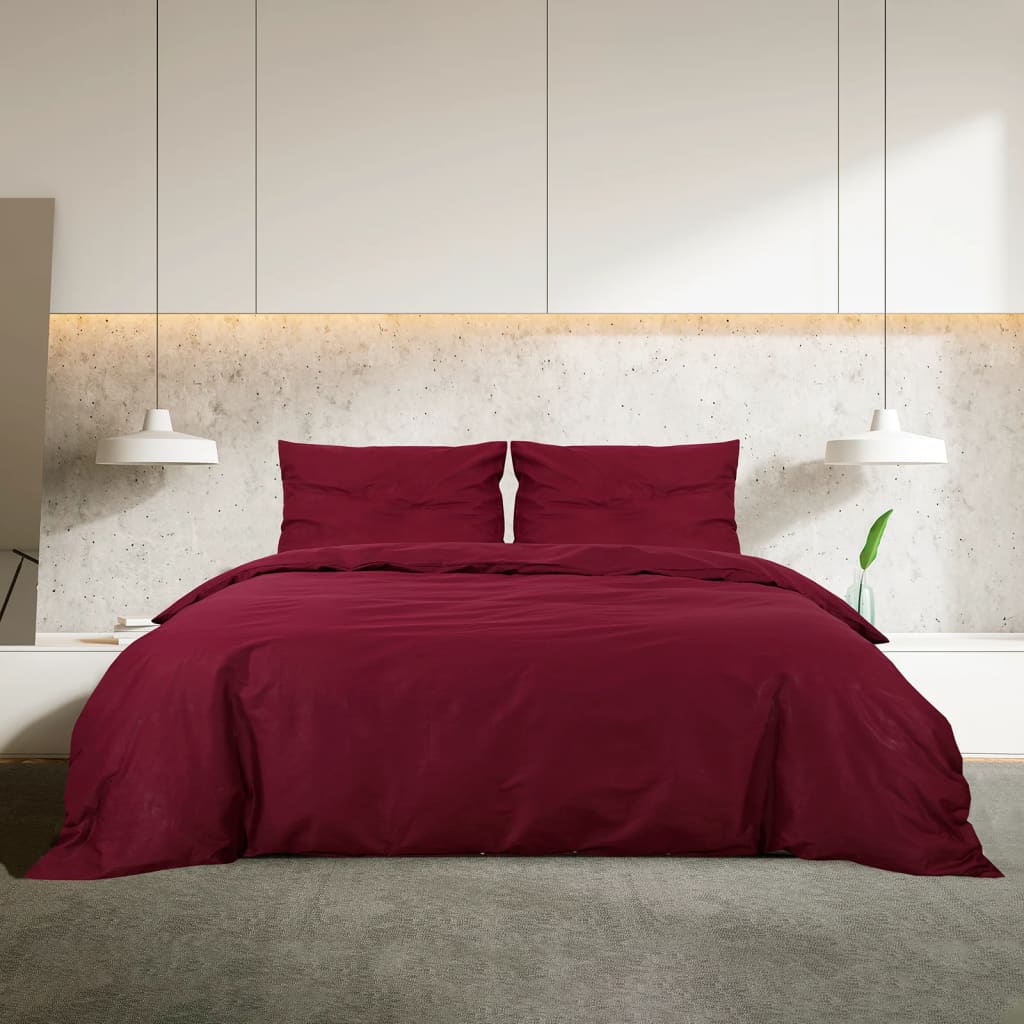 Vidaxl Duvet Crossing Set 200x220 cm Coton Bourgogne rouge