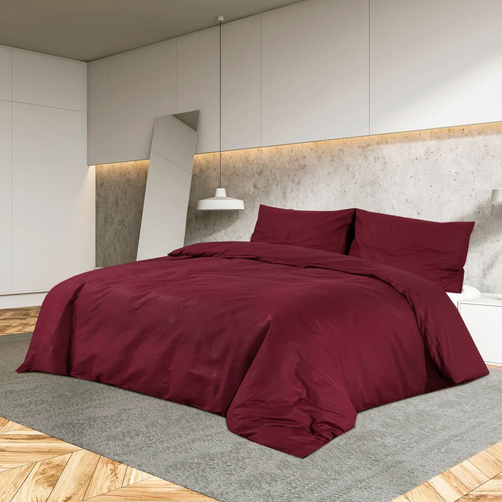 Vidaxl Duvet Overlay Zestaw 200x200 cm bawełniany burgundowy czerwony