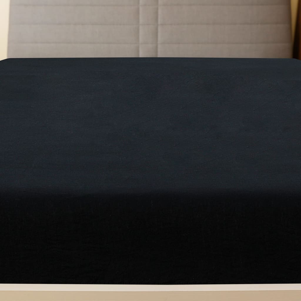Vidaxl Fitted Sheet Jersey 90x200 cm Coton noir