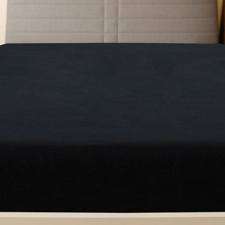 Vidaxl Maillot de feuille ajusté 180x200 cm Coton noir
