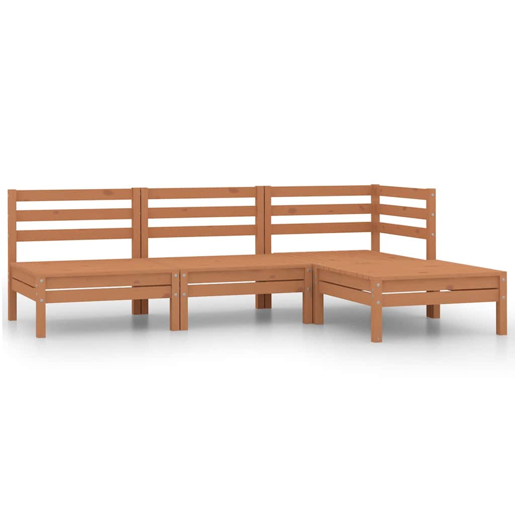Vidaxl 4-delige loungeset massief grenenhout honingbruin