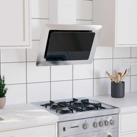 Hotte d'extracteur de paroi Vidaxl 60 cm en acier inoxydable en verre argent couleur