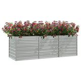 Vidaxl Planter surélevé 240x80x77 cm en argent en acier galvanisé