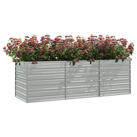 Vidaxl Planter surélevé 240x80x77 cm en argent en acier galvanisé