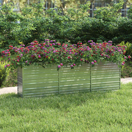 Vidaxl Planter surélevé 240x40x77 cm en acier galvanisé en argent