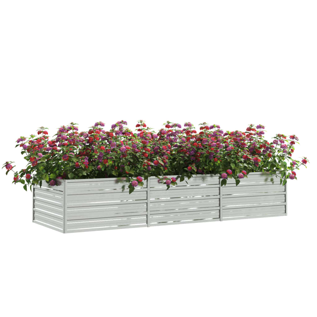 Vidaxl Planter hevet 240x80x45 cm galvanisert stål sølv